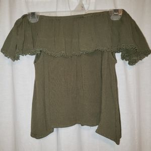 Green off the shoulder top